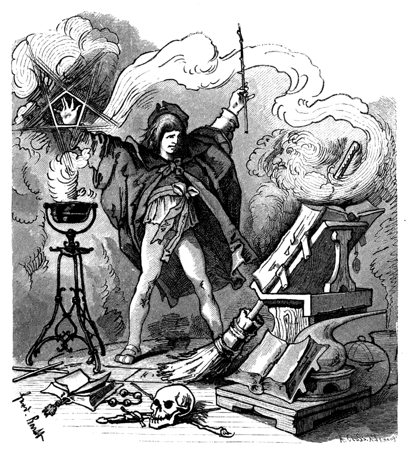 The sorcerer's apprentice. Illustration by Ferdinand Barth circa 1882.